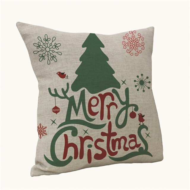  Cotton Linen Christmas Cartoon Printed Throw Pillow Case Cushion Cover Santa Claus Snowman Reindeer Decoration