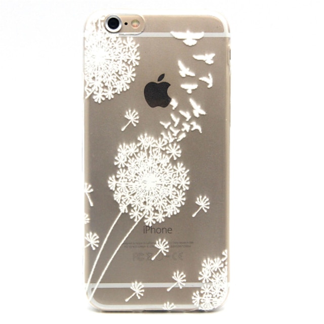  For iPhone 7 Plus White Dandelion Pattern TPU Relief Back Cover Case for iPhone 6s 6 Plus