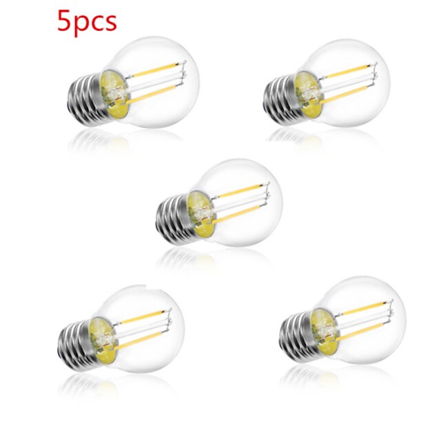  5pcs G45 2W E27 250LM 360 Degree Warm/Cool White Color Edison Filament Light LED Filament Lamp (AC220V)