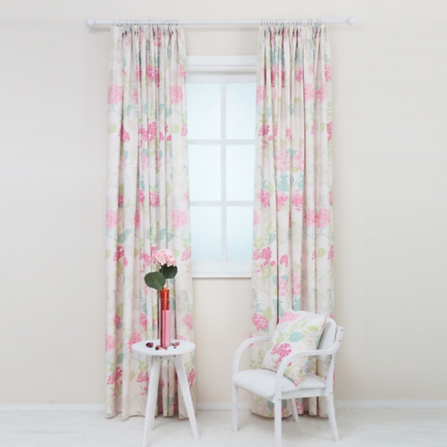  Curtains Drapes Bedroom Poly / Cotton Blend Print