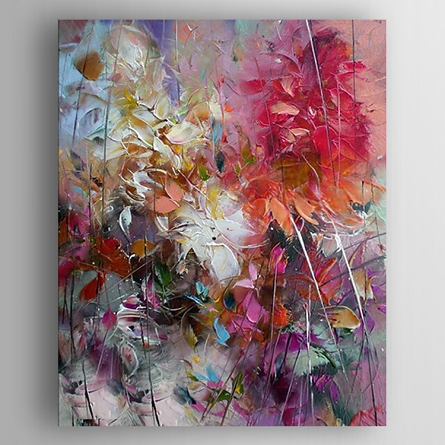  Hang-geschilderd olieverfschilderij Handgeschilderde - Bloemenmotief / Botanisch Modern Inclusief Inner Frame / Uitgerekt canvas