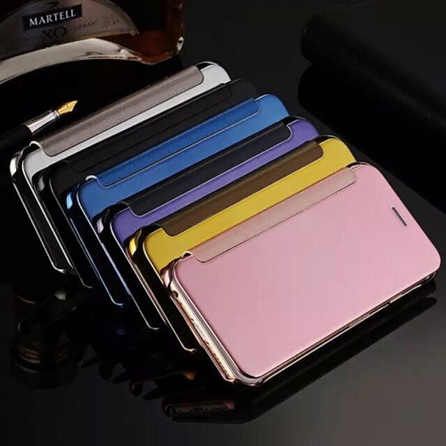  Case For Apple iPhone X / iPhone 8 Plus / iPhone 8 Plating / Mirror / Flip Full Body Cases Solid Colored Hard Metal