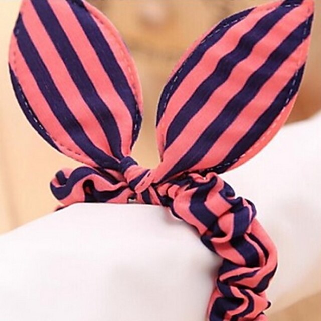  Striped Fabric Rabbit Ears Dots Elastic Hair Bands Hair Ties