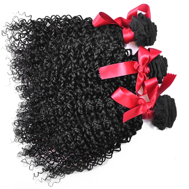  3 Bundles Malaysian Hair Kinky Curly Curly Weave Natural Color Hair Weaves / Hair Bulk Human Hair Weaves Human Hair Extensions