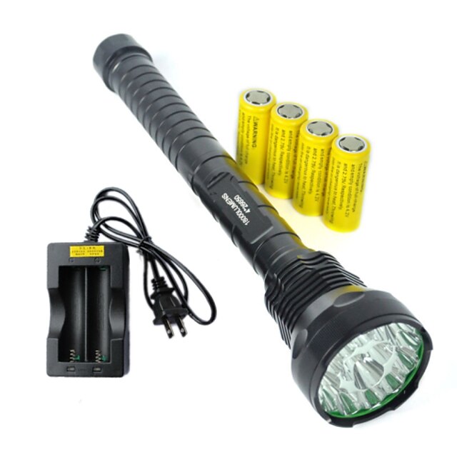 5 LED Flashlights / Torch LED 9000 lm 5 Mode Cree XM-L T6 with Batteries and Charger Impact Resistant Rechargeable Waterproof Strike