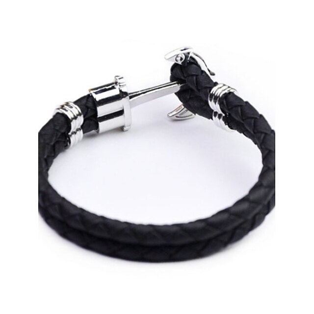  Leather Bracelet Anchor Work Casual Vintage Leather Bracelet Jewelry Black For