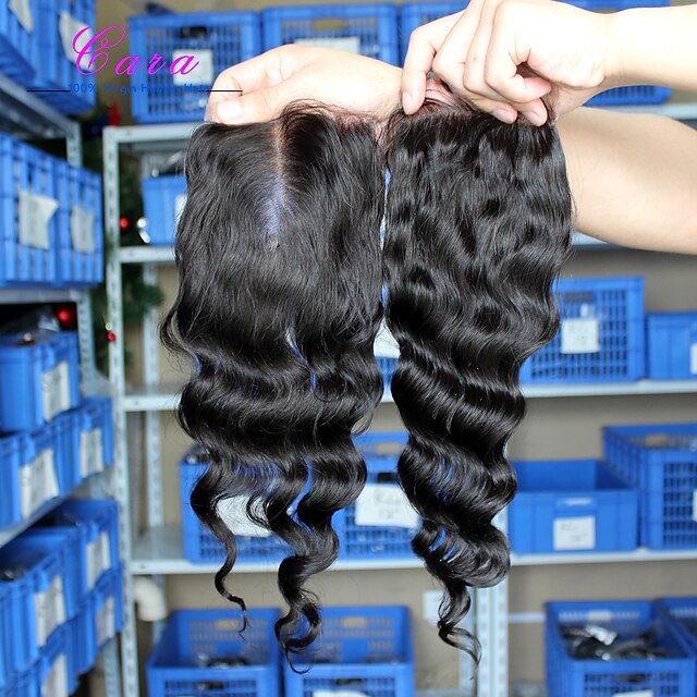  6A Malaysian virgin hair with closure middle 3 part lace closure with bundles 4pcs/lot malaysian loose wave with closure