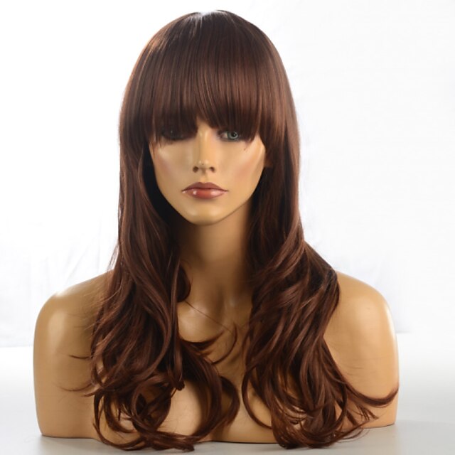  Perruque Synthétique Ondulé Style Sans bonnet Perruque Marron Marron Cheveux Synthétiques Femme Marron Perruque