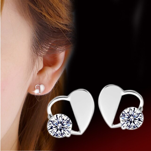 Women's Stud Earrings Heart Heart Birthstones Sterling Silver Silver Earrings Jewelry For Wedding Party Daily Casual Sports