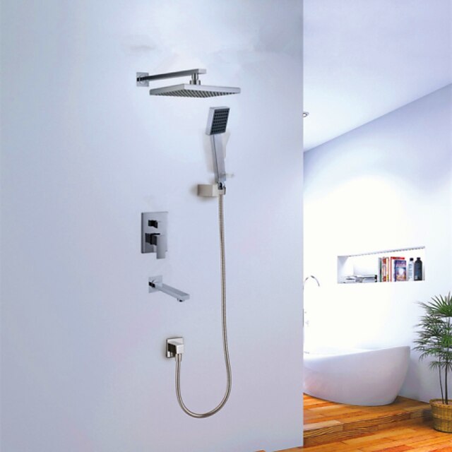  Σετ ντους Σειρά - Βροχή Σύγχρονο Χρώμιο Επιτοίχιες Κεραμική Βαλβίδα Bath Shower Mixer Taps / Ορείχαλκος