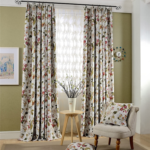  2 Panels Curtain Drape Window Treatments Room Darkening Grommet Flower for Kids Children Bedroom Living Room