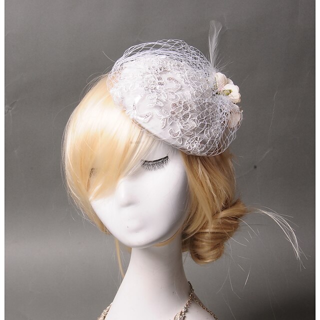  Lace / Feather / Net Fascinators with 1 Wedding / Special Occasion / Casual Headpiece