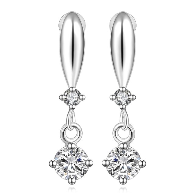  lureme® Fashion Style Silver Plated Drop Cross Shaped with Zircon Stud Earrings