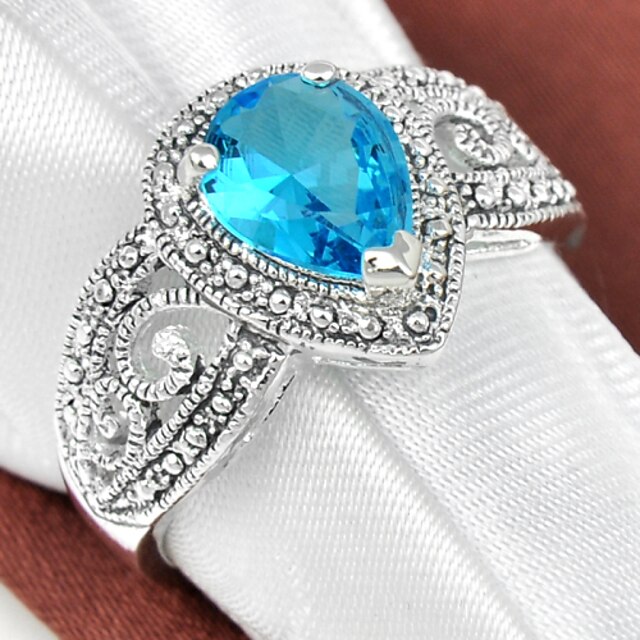  Women's Statement Ring - Silver Plated Ladies Jewelry Red / Green / Light Blue For Wedding Party Daily Casual Sports 7 / 8 / 9