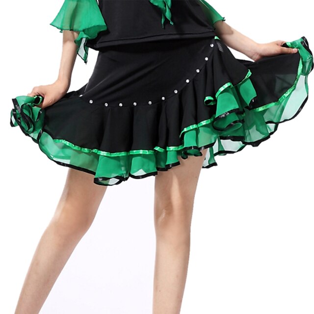  Latin Dance Dresses&Skirts Women's Performance Polyester / Spandex Ruffles Skirt / Samba