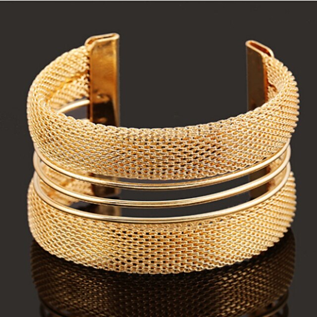  Mulheres Pulseiras Algema Pulseira larga Oco senhoras Clássico Aberto Liga Pulseira de jóias Dourado Para Diário Casual