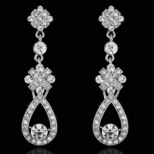  Silver Clear Cubic Zirconia Earrings Classic Jewelry Silver For Party