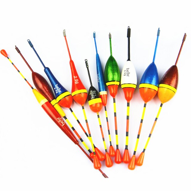  Hot Sale! 10Pcs Different  Vertical Buoy Fish Floats Bobbers Fishing Float Set Fishing Tackle Tools Fishing Lure Float