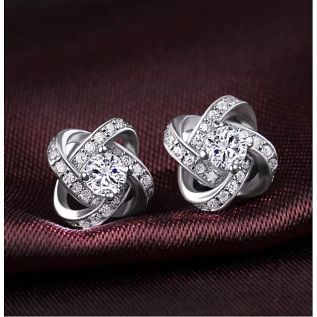 Women's Stud Earrings Silver Plated Four Leaf Clover Jewelry For