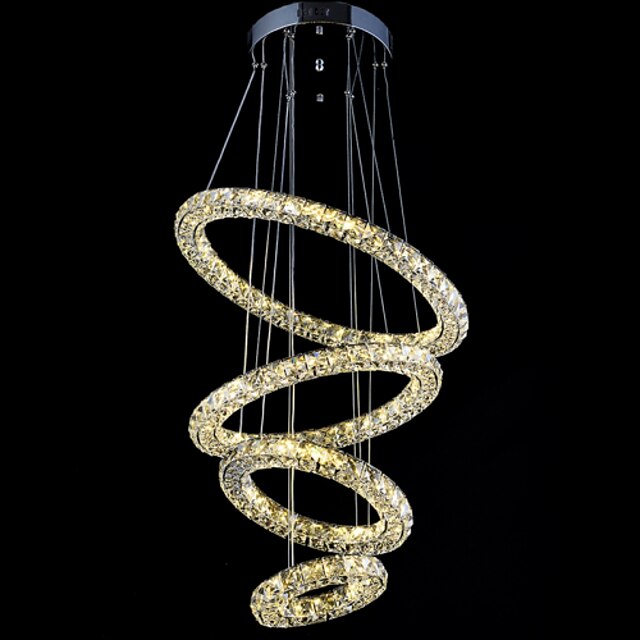  4 Rings 80 cm Crystal LED Chandelier Gold Pendant Light Metal Electroplated Modern Contemporary 110-120V 220-240V
