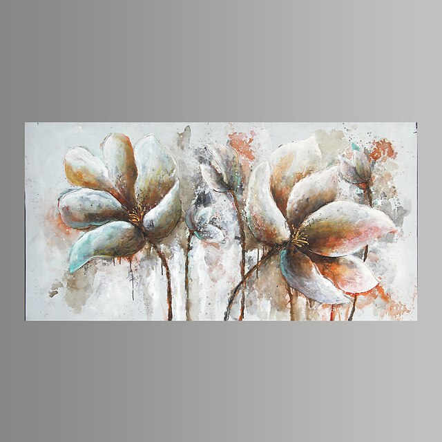  Hang-Dipinto ad olio Dipinta a mano - Floreale / Botanical Contemporaneo Include interno della montatura / Tela allungata