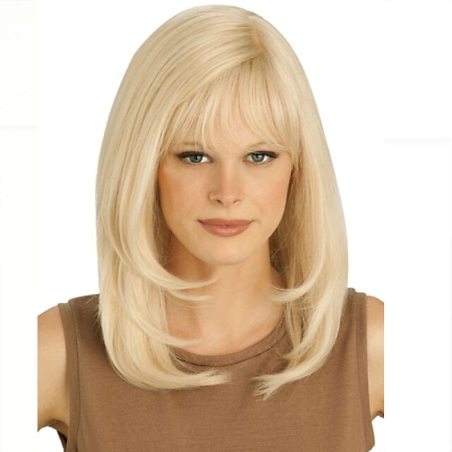  Synthetic Wig Straight Straight With Bangs Wig Blonde Short Blonde Synthetic Hair Women's Blonde