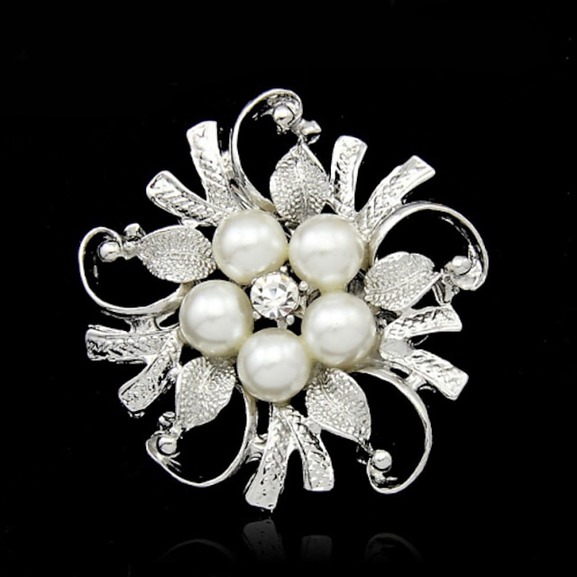  Damen Perlen Broschen Blume damas Modisch Künstliche Perle versilbert Brosche Schmuck Silber Für Party Hochzeit Besondere Anlässe Geburtstag Geschenk Normal