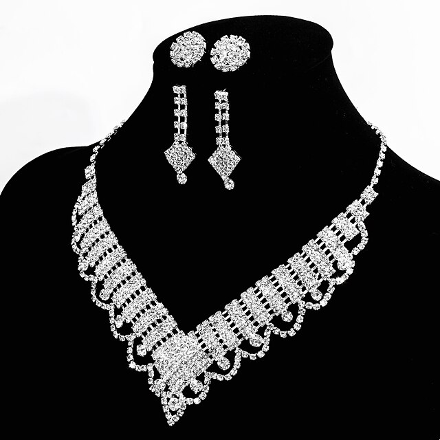  Women's Rhinestone Jewelry Set Include Earrings Necklace - Alloy For Wedding Party Special Occasion Anniversary Engagement