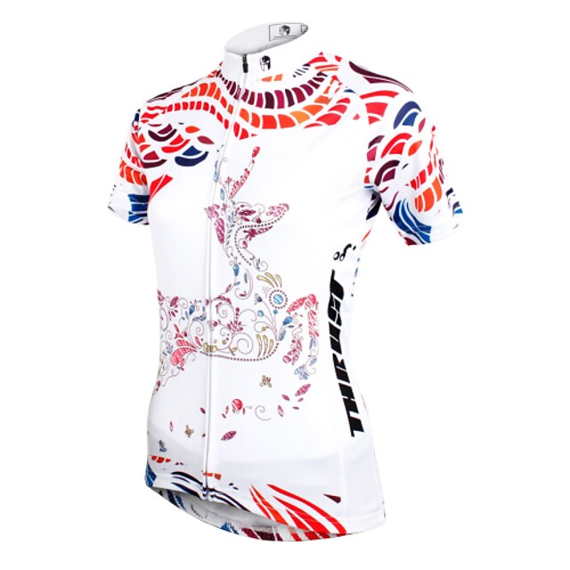  ILPALADINO Mulheres Manga Curta Camisa para Ciclismo Verão Poliéster Branco Engraçado Tamanho Grande Moto Camisa / Roupas Para Esporte Blusas Ciclismo de Montanha Ciclismo de Estrada Resistente Raios