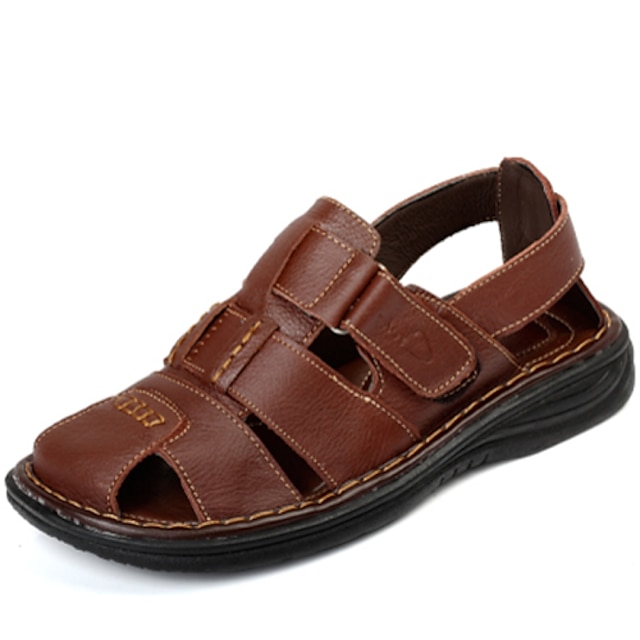  Miesten Sandaalit Comfort-kengät Fisherman sandaalit Comfort Sandaalit Kausaliteetti Puku ulko- Vesikengät Nahka Vaalean ruskea Musta Kevät Kesä