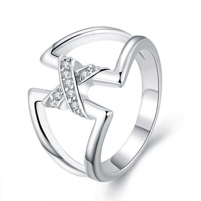  Dame Statement Ring Sølv Sølvplett Geometrisk Form Europeisk Enkel Stil Mote Fest Smykker