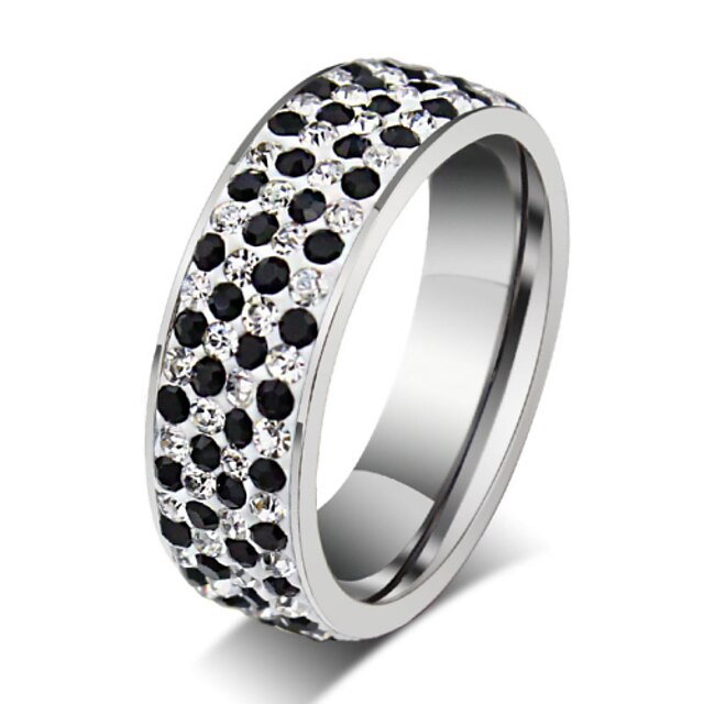  Men's Band Ring Silver Titanium Steel Ladies Fashion Party Daily Jewelry / Rhinestone