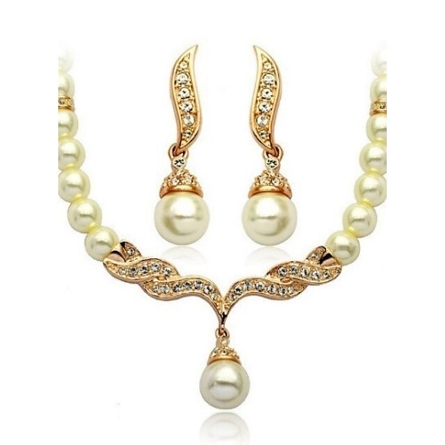  Women's Jewelry Set Ladies Pearl Earrings Jewelry Golden / Silver For Wedding Party Daily Casual / Necklace