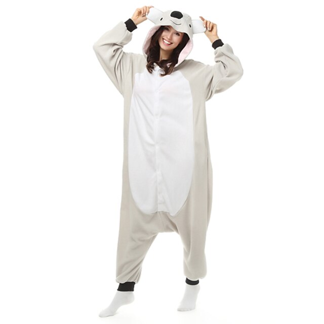  Adults' Kigurumi Pajamas Koala Animal Onesie Pajamas Polar Fleece Synthetic Fiber White Cosplay For Unisex Animal Sleepwear Cartoon Festival / Holiday Costumes / Leotard / Onesie
