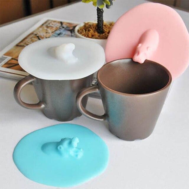  1pc Cute Hippo Design Anti-dust Creative Silicone Cup Cover Cup Lid(Random Color)