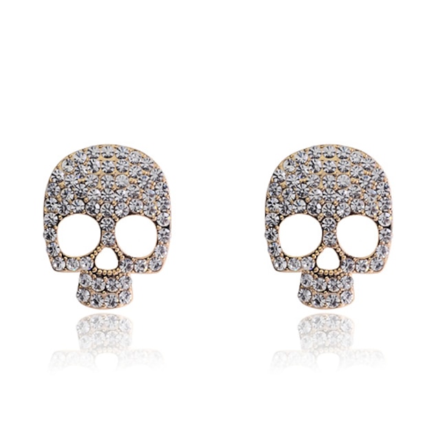  Femme Cristal Boucles d'oreille Clou Crâne Tete de Mort Halloween Memento Mori Luxe Européen Mode Cristal Strass Plaqué argent Des boucles d'oreilles Bijoux Doré / Champagne / Argent Pour Soirée