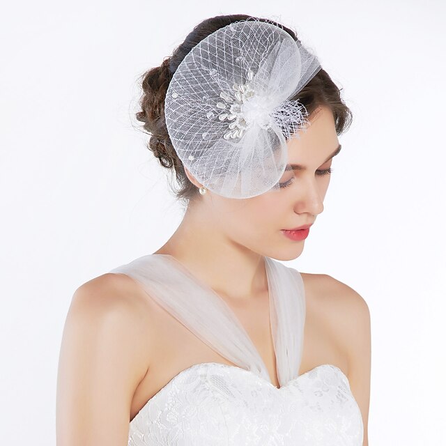  Prachtige Net Met Pearl / strass Dames Fascinators