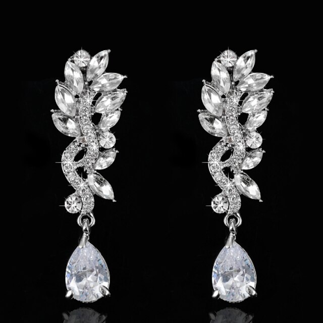  Vintage Women's  Earrings Zircon Diamond  Silver Earring For Wedding Bridal