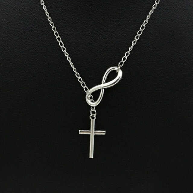  Women's Pendant Necklace Y Necklace Double Cross Infinity Ladies Basic Simple Style Alloy Silver Necklace Jewelry For Birthday Gift Daily Casual