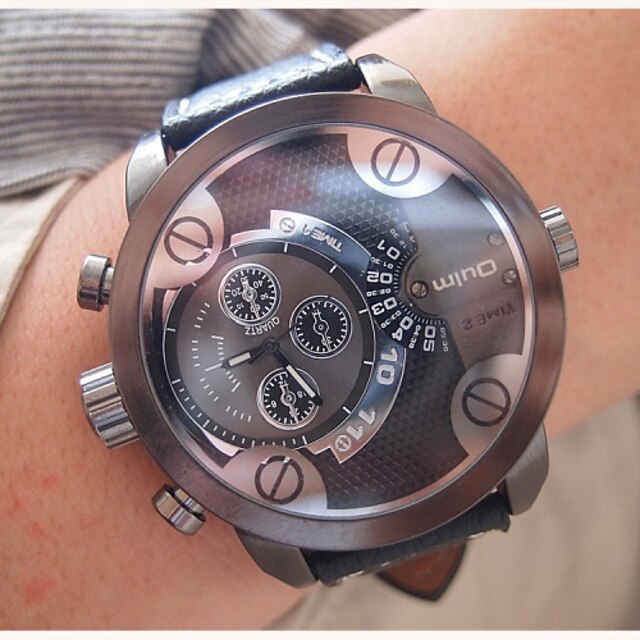  Men's Sport Watch Wrist Watch Quartz Leather Digital White Black / Stainless Steel