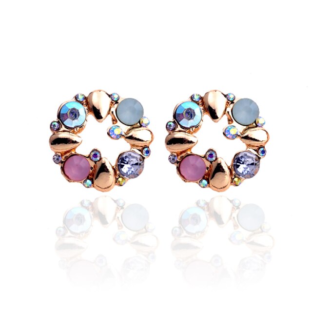  Women's Crystal Stud Earrings - Crystal, Rhinestone, Gold Plated Flower Luxury Rainbow For Party / Daily / Casual