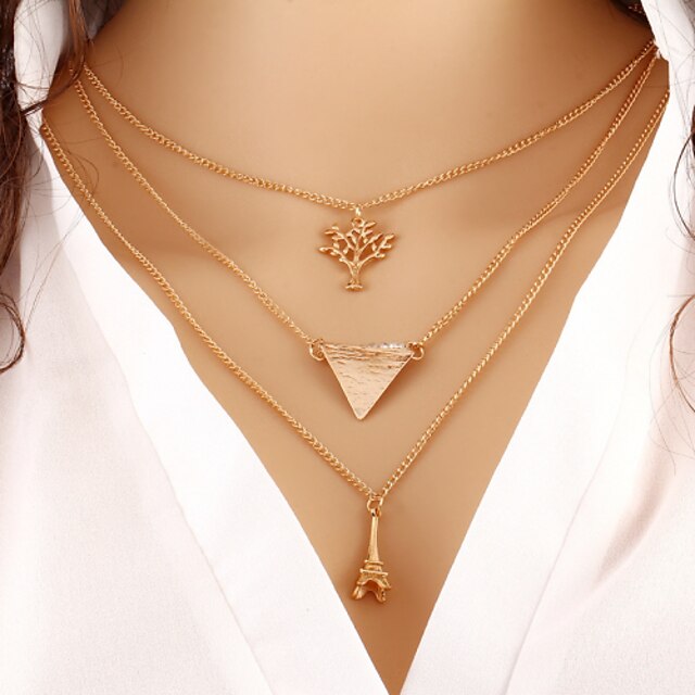  Women's Layered Necklace Eiffel Tower Ladies Fashion Gold Necklace Jewelry For Daily