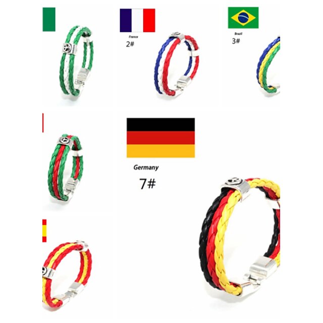  Men Bracelet European Style National Flag Leather Bracelet