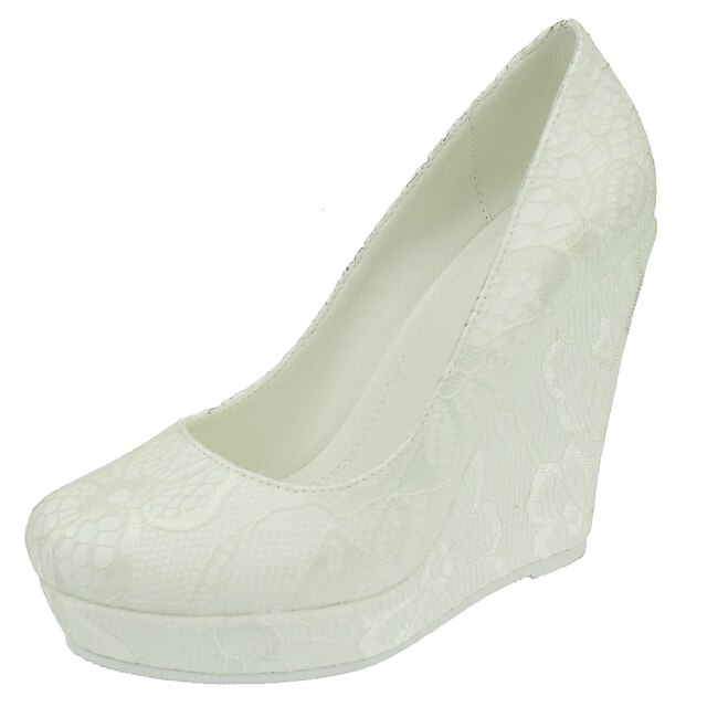  Femme Chaussures Similicuir Printemps / Eté / Automne Plateau / Hauteur de semelle compensée Blanc / Mariage