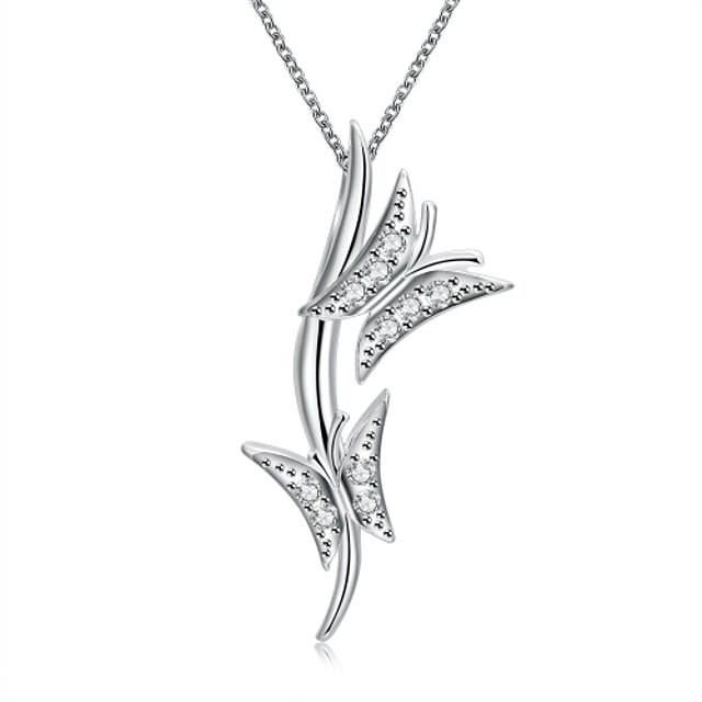  Women's Synthetic Diamond Pendant Necklace Butterfly Animal Silver Plated Silver Necklace Jewelry For Christmas Gifts Wedding Party Special Occasion Anniversary Birthday
