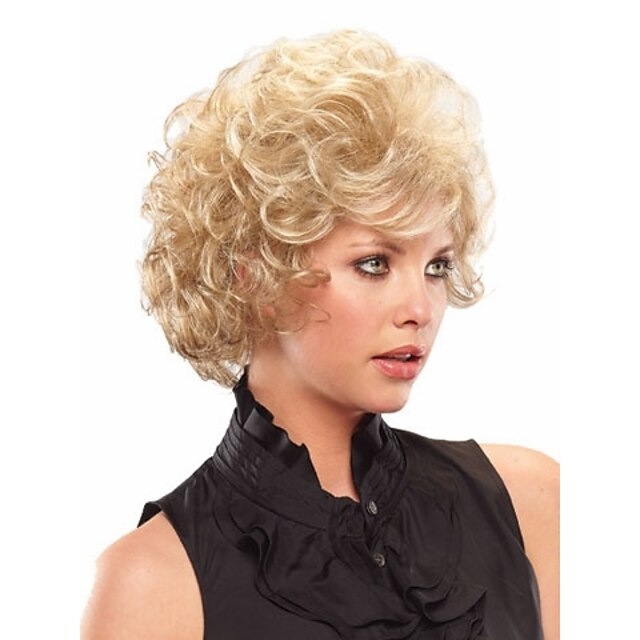  Synthetic Wig Curly Blonde Synthetic Hair Blonde Wig Women's Short Capless