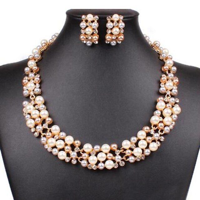  Pentru femei Perle Seturi de bijuterii European Modă de Mireasă Perle Imitație de Perle Ștras cercei Bijuterii Curcubeu / Alb Pentru Nuntă Petrecere Zi de Naștere Logodnă Cadou Zilnic / Cercei