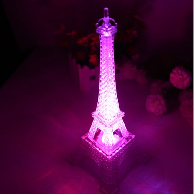  10 * 10 * 15cm nyomógombos kapcsoló romantikus monokróm színes fény az eiffel torony fény led lámpa