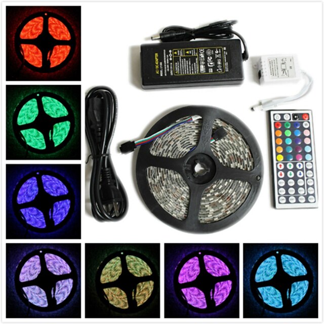  ZDM® 5m RGB Strip Lights 300 LEDs 5050 SMD 1 12V 6A Adapter / 1 44Keys Remote Controller / 1 AC Cable RGB Waterproof / Cuttable / Decorative 12 V 1 set / IP65 / Self-adhesive