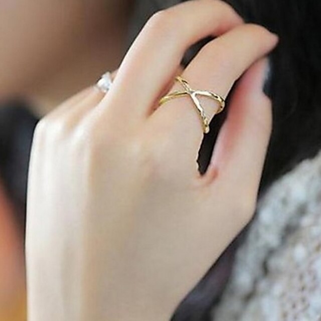  Women's Band Ring thumb ring Cubic Zirconia Golden Silver Zircon Alloy Ladies Daily Casual Jewelry Hollow Out X Ring Heart Love